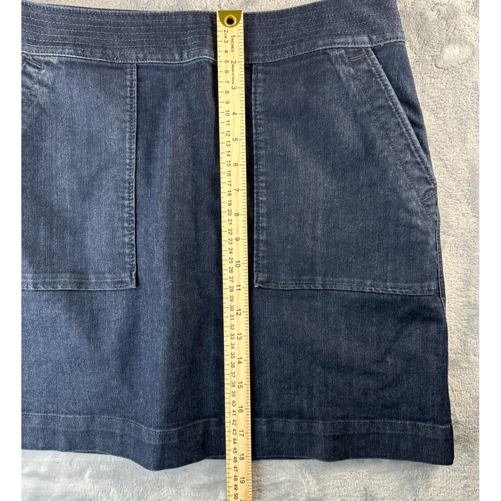 LOFT Denim Mini Skirt Women's Size 10 Dark Wash Stretch Pockets Casual - Picture 9 of 10